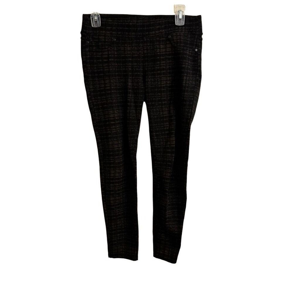 Liverpool Plaid Ponte Pants Black Tan Size 4 Petite